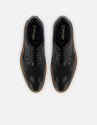 Zapato Inglés negro con detalle tricolor para hombre