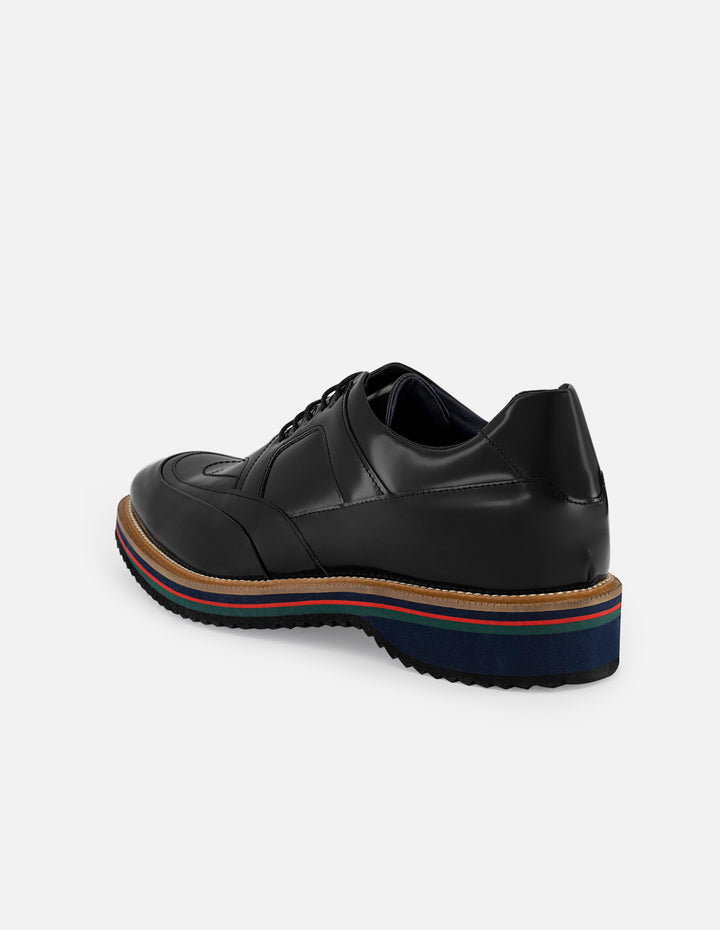 Zapato Inglés negro con detalle tricolor para hombre