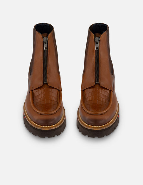 Botín Chelsea cuero con grabado coco para hombre