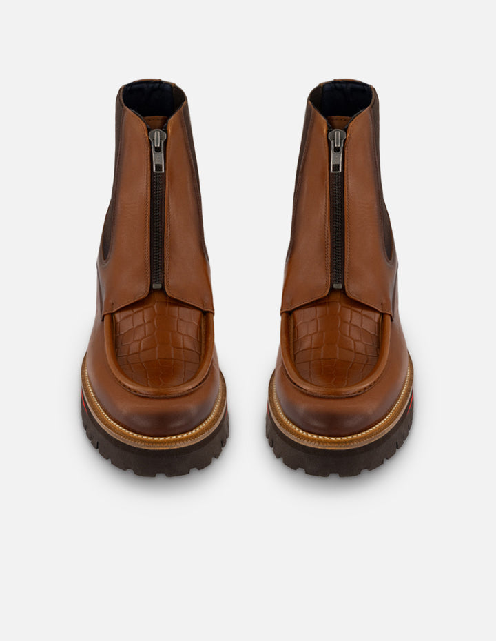 Botín Chelsea cuero con grabado coco para hombre