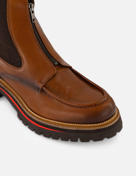 Botín Chelsea cuero con grabado coco para hombre