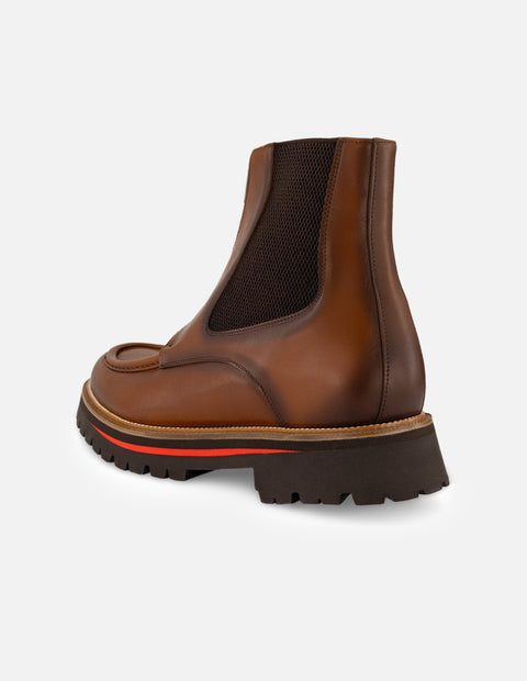 Botín Chelsea cuero con grabado coco para hombre