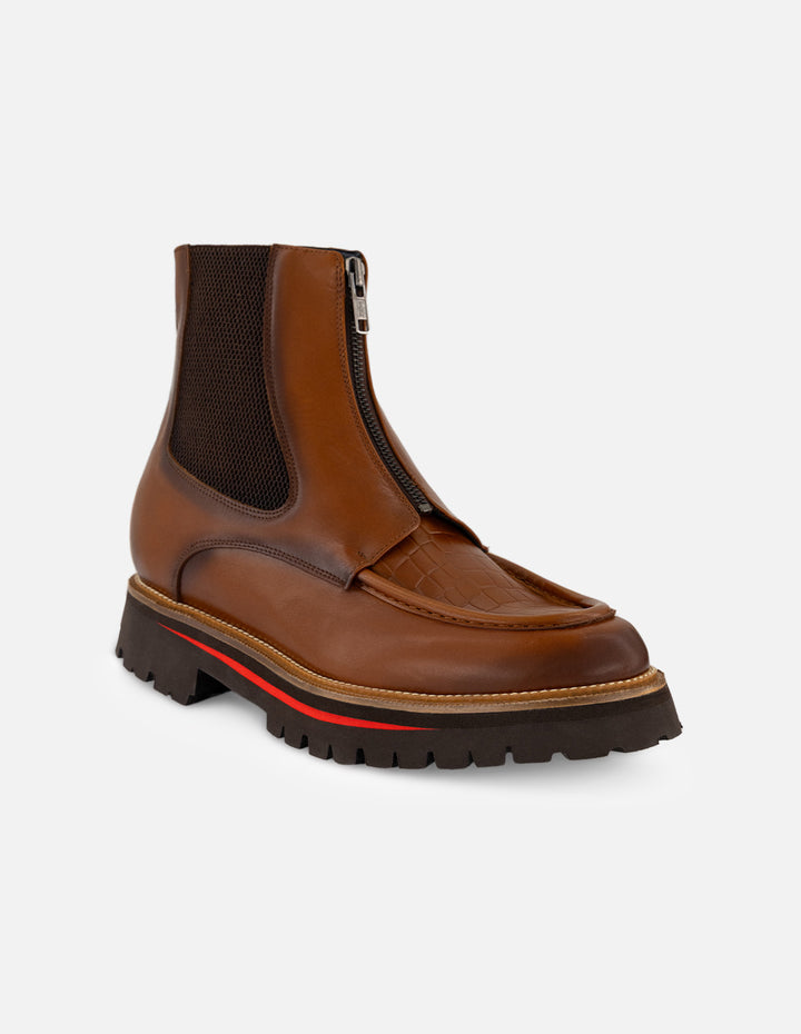 Botín Chelsea cuero con grabado coco para hombre