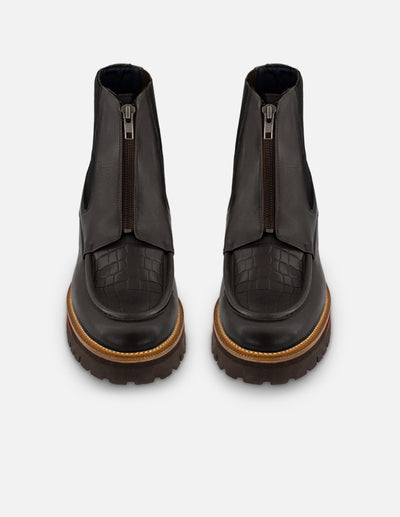 Botín Chelsea negro con grabado coco para hombre