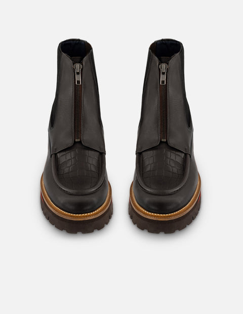 Botín Chelsea negro con grabado coco para hombre