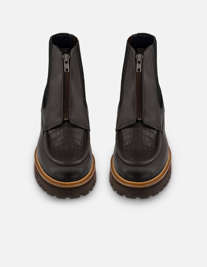 Botín Chelsea negro con grabado coco para hombre