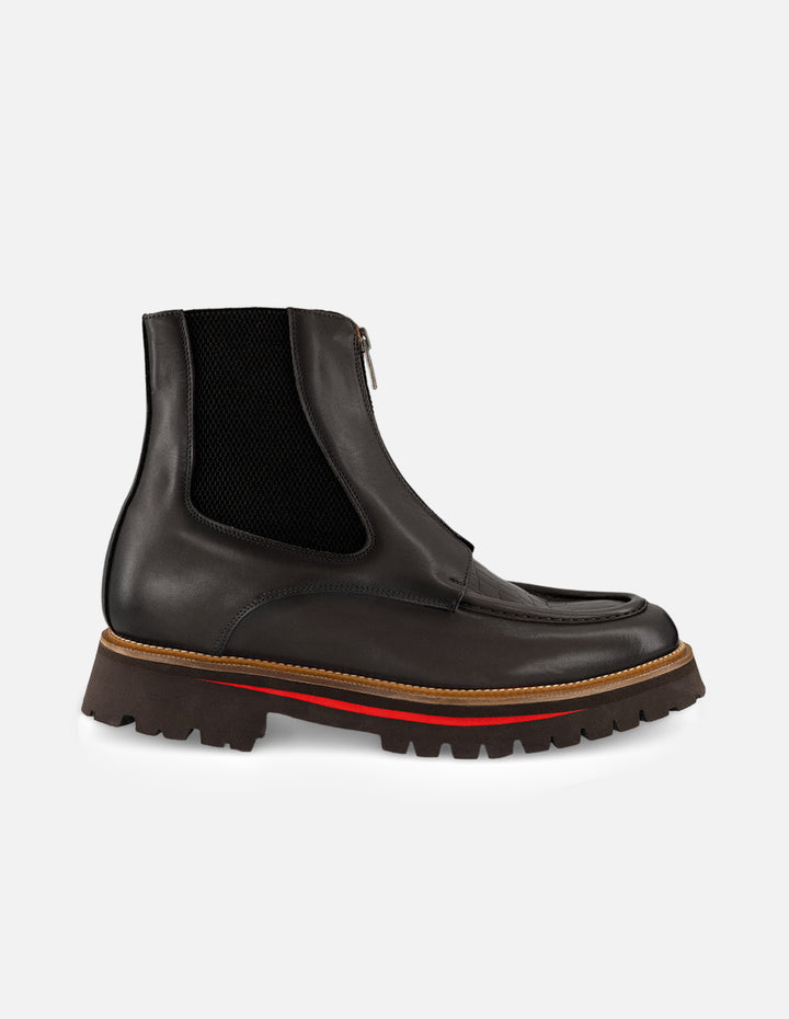 Botín Chelsea negro con grabado coco para hombre