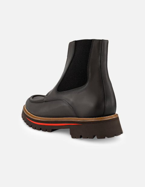 Botín Chelsea negro con grabado coco para hombre