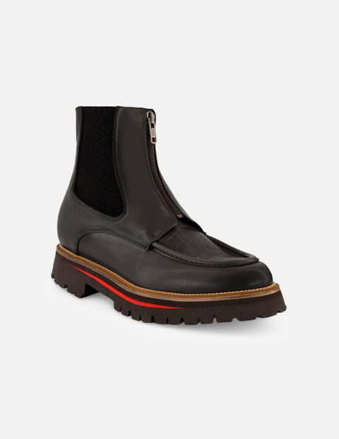 Botín Chelsea negro con grabado coco para hombre