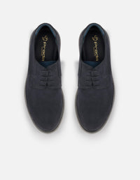 Zapato Blucher negro de piel con picado en puntera para hombre