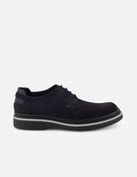 Zapato Blucher negro de piel con picado en puntera para hombre