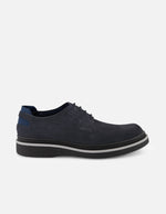 Zapato Blucher negro de piel con picado en puntera para hombre