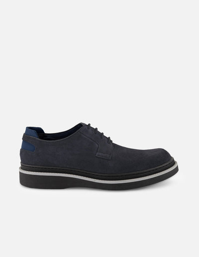 Zapato Blucher negro de piel con picado en puntera para hombre
