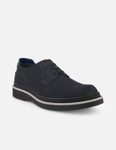 Zapato Blucher negro de piel con picado en puntera para hombre