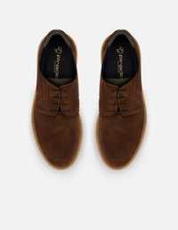 Zapato Blucher café de ante con detalle verde para hombre