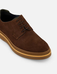 Zapato Blucher café de ante con detalle verde para hombre