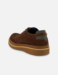 Zapato Blucher café de ante con detalle verde para hombre