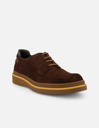 Zapato Blucher café de ante con detalle verde para hombre