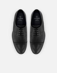 Zapato Blucher negro combinación piel grabada y napa para hombre