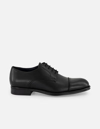 Zapato Blucher negro combinación piel grabada y napa para hombre