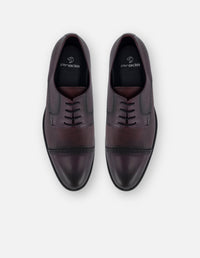 Zapato Blucher en piel grabada vino y piel napa  para hombre