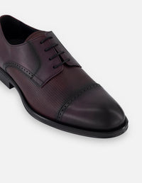 Zapato Blucher en piel grabada vino y piel napa  para hombre