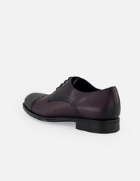 Zapato Blucher en piel grabada vino y piel napa  para hombre