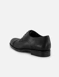 Zapato Blucher negro combinación piel grabada y napa para hombre