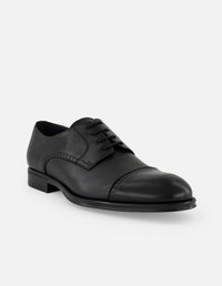 Zapato Blucher negro combinación piel grabada y napa para hombre