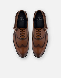 Zapato Inglés cuero piel grabada para hombre hebilla color plata