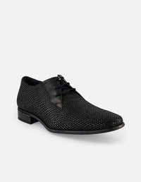 Zapato Blucher negro ante para hombre acabado tipo serpiente