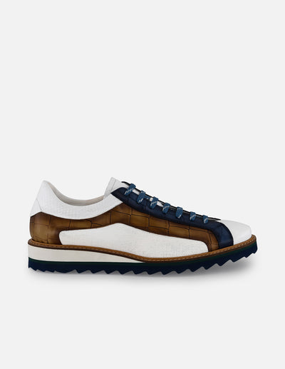 Zapato blucher con grabado geométrico tipo coco en color blanco para hombre