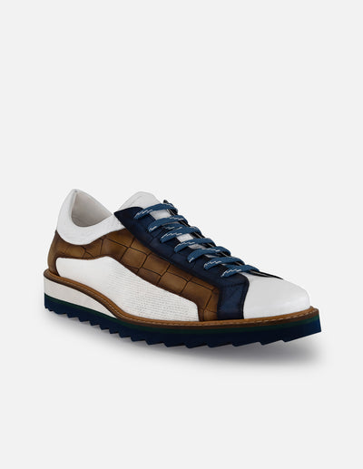 Zapato blucher con grabado geométrico tipo coco en color blanco para hombre