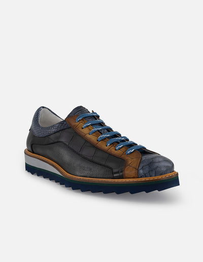 Zapato blucher con grabado geométrico tipo coco en color gris para hombre