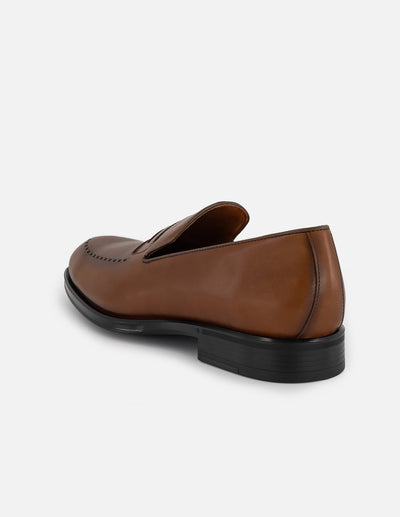 Mocasines con plantillas extraíbles y antifaz en piel color café para hombre