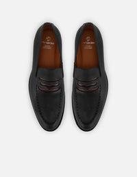 Mocasines con plantillas extraíbles y antifaz en piel color negro para hombre