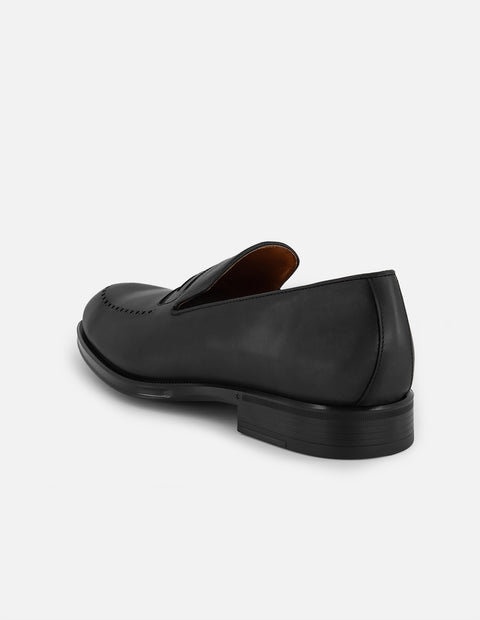 Mocasines con plantillas extraíbles y antifaz en piel color negro para hombre