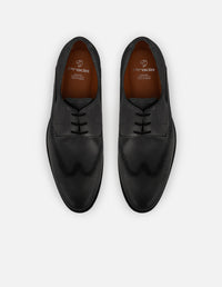 Zapato blucher con grabado picado en piel color negro para hombre
