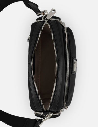 Bandolera negro nylon para mujer con 5 compartimentos