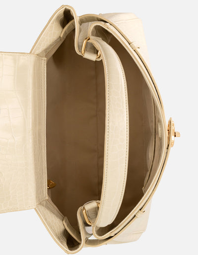 Bolso de mano blanco vegano para mujer con piel tipo coco