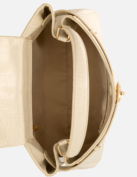 Bolso de mano blanco vegano para mujer con piel tipo coco