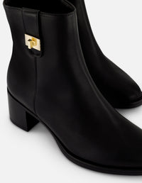 Botines negro piel para mujer con tira lateral