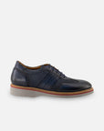 Oxford en piel napa color azul con grabado para hombre