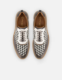 Oxford en piel napa trenzada color negro y blanco para hombre