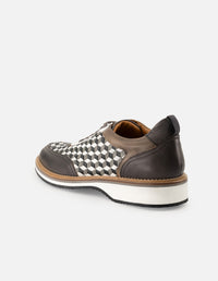 Oxford en piel napa trenzada color negro y blanco para hombre