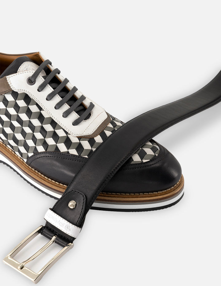 Cinturón en piel napa color negro para hombre