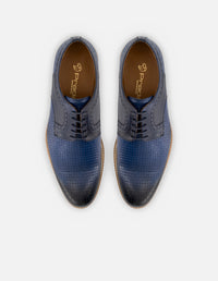 Blucher en piel napa grabada color azul para hombre