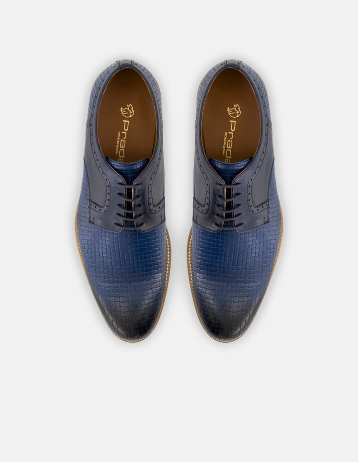 Blucher en piel napa grabada color azul para hombre