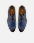 Blucher en piel napa grabada color azul para hombre