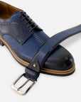 Blucher en piel napa grabada color azul para hombre